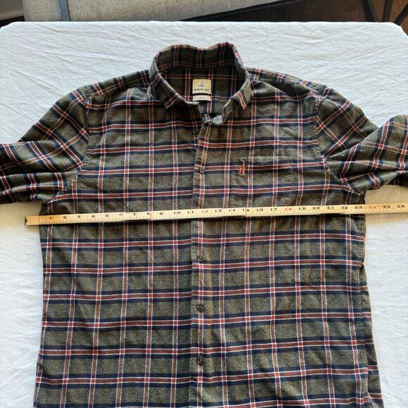 Johnnie-On Hanging out Flannel Large Button Up Red Plaid - Picture 6 of 8